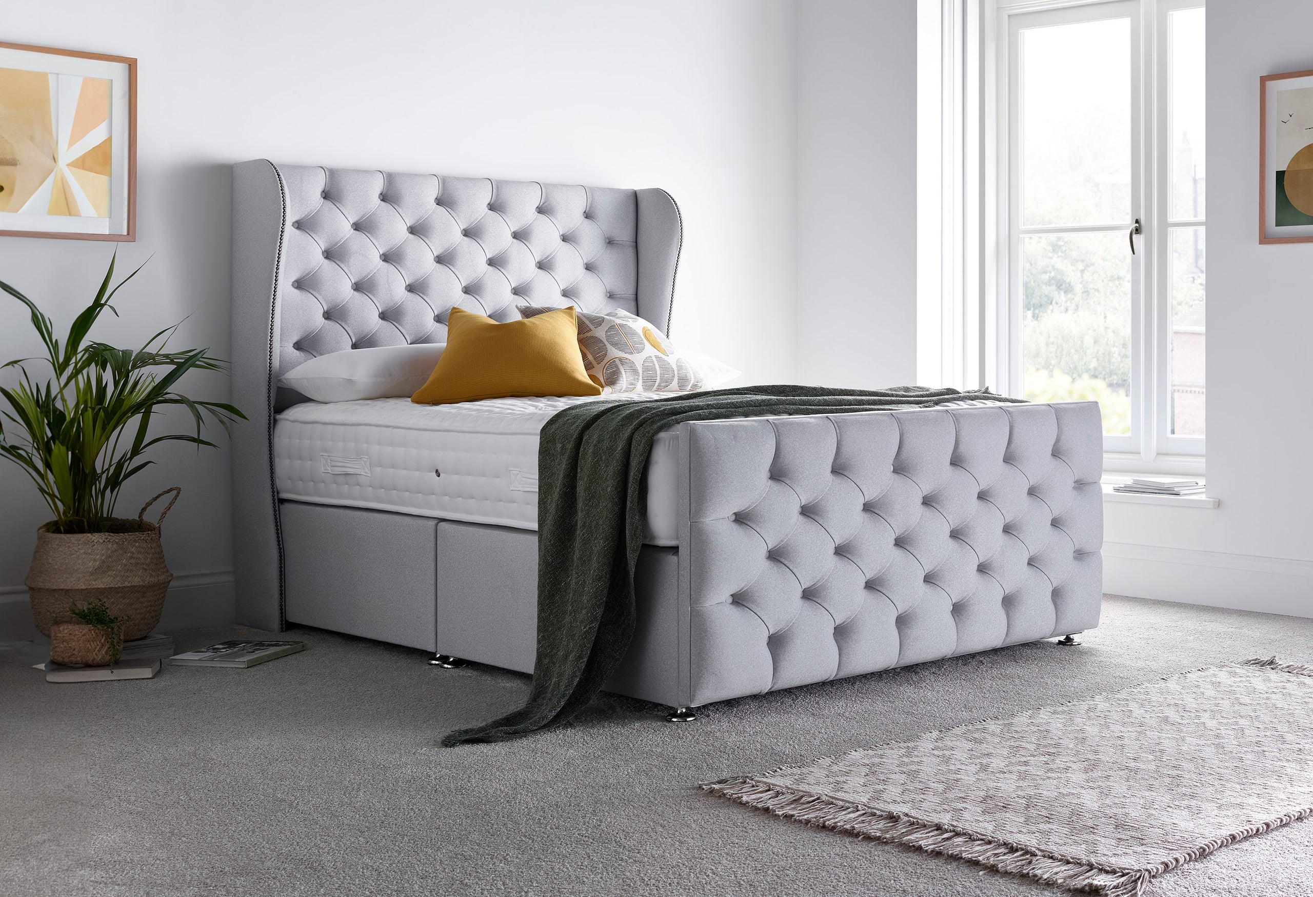 Divan bed with winged headboard discount